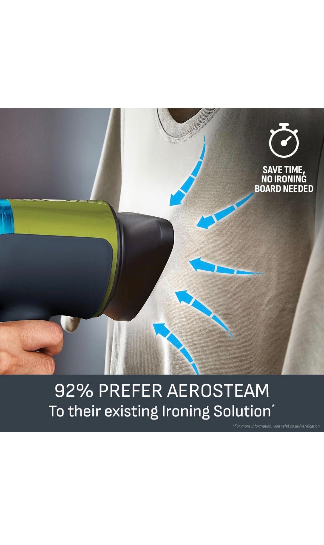 Tefal AeroSteam Handheld Garment Steamer, Revolutionary Suction Innovation, Portable Clothes Steamer & Wrinkle Remover, Fast Heat-Up, Iron Results in One Stroke, DT9810G0–Black/Forest Green