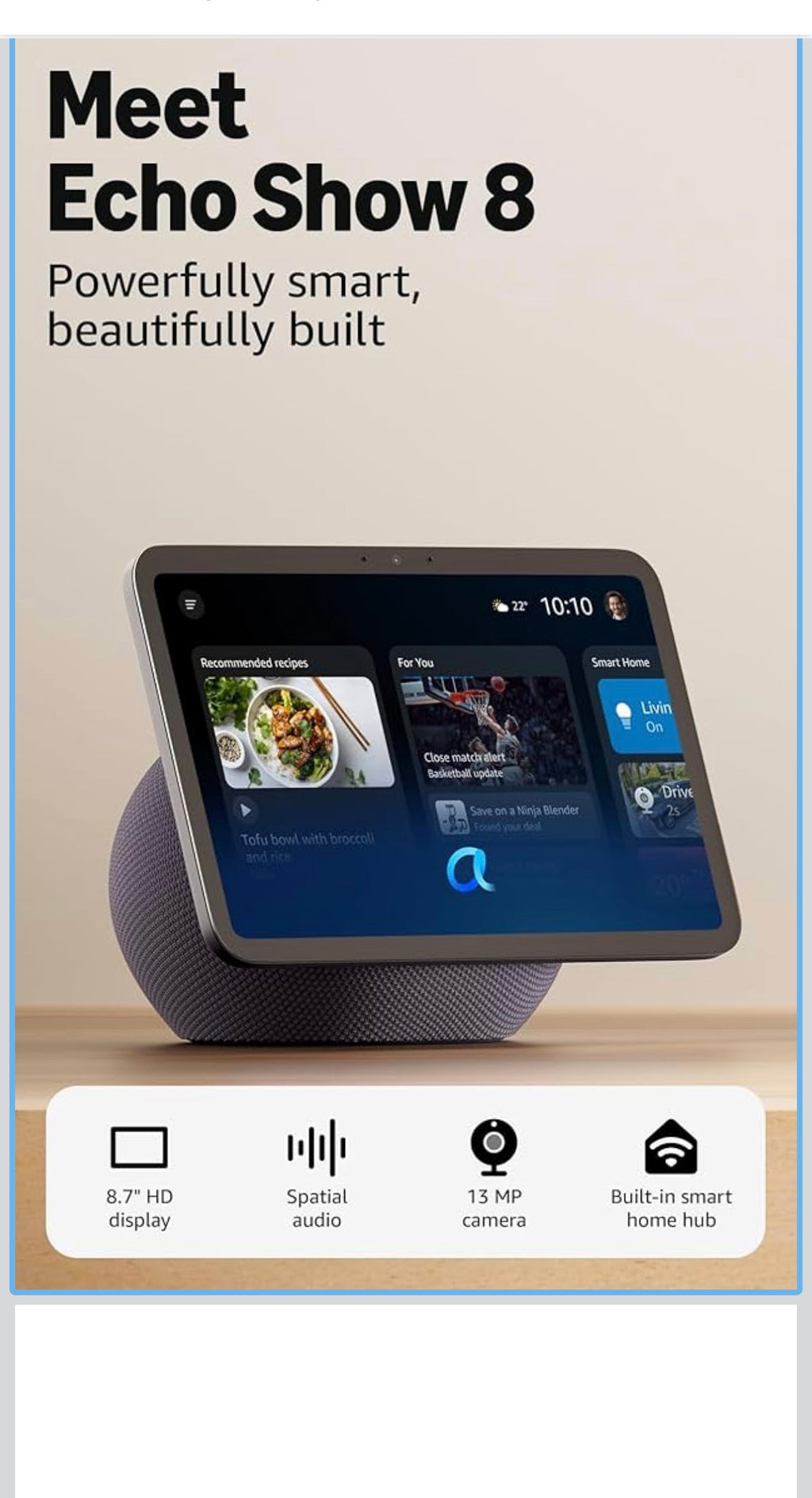 Echo Show 8 (newest gen), Vibrant HD 8.7" display with spatial audio, Graphite, with Alexa+ Early Access