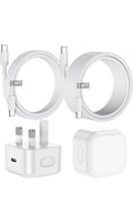 iPhone 17 16 Fast Charger, 20W USB C Fast Charger Plug with 1M+2M USB C to C Type C Cable for iPhone 17/17air/17 pro/17pro max/17plus/ iPhone16/15 Series iPad/GalaxyS26/S25/S24 USBC UK Power Adapter