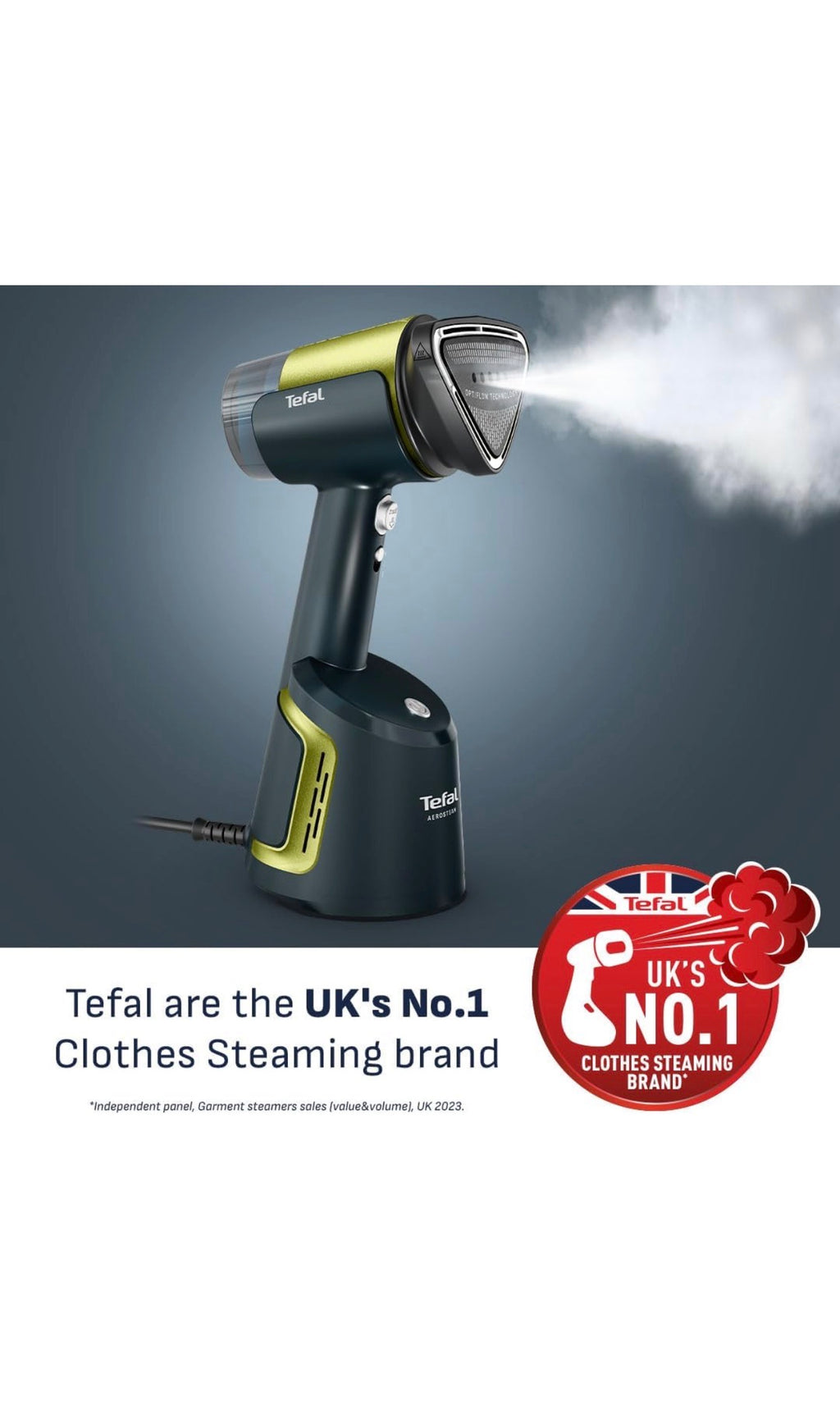 Tefal AeroSteam Handheld Garment Steamer, Revolutionary Suction Innovation, Portable Clothes Steamer & Wrinkle Remover, Fast Heat-Up, Iron Results in One Stroke, DT9810G0–Black/Forest Green