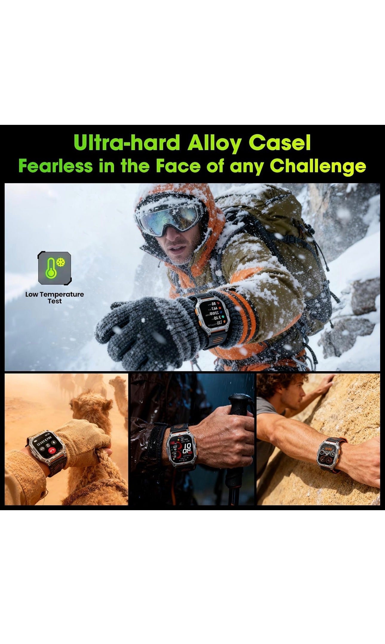 Hwagol Smart Watch for Men, 2.01" HD Military Smart Watches with Heart Rate/Sleep Monitor, 110+ Sports Fitness Watch, 1000mAH Battery Led Flashlight Outdoor IP68 Smartwatch for iOS Android Mens Watch