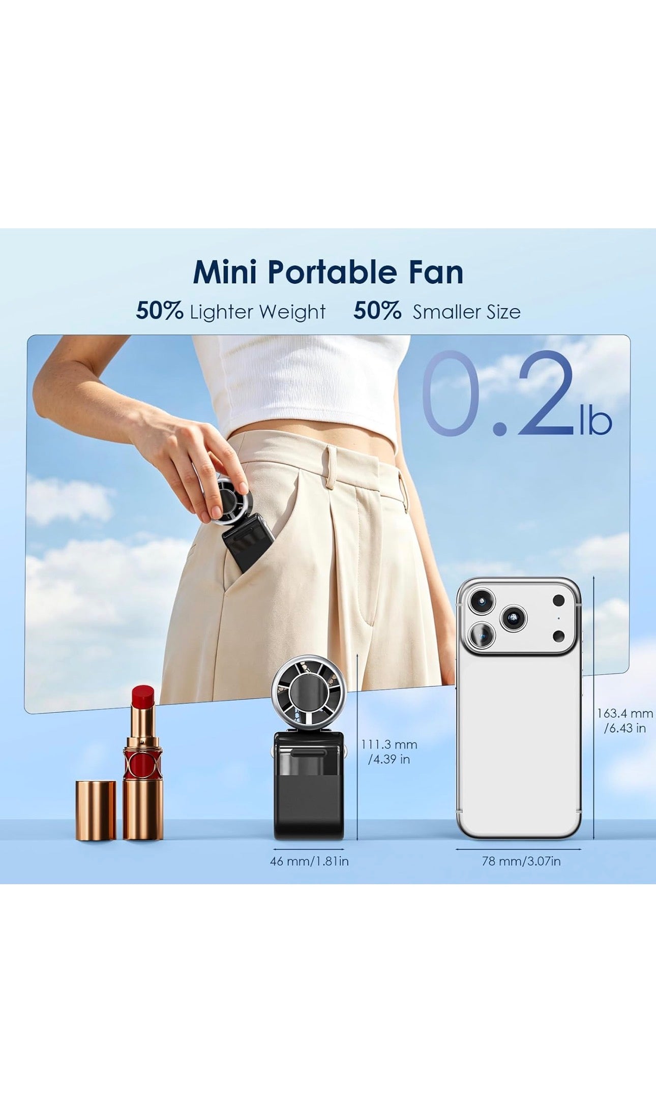 Portable Handheld Turbo Fan High Speed, 100 Speed 12H Cooling, Small Hand Held Fan, Rechargeable Mini Personal Hand Fan, Battery Operated Neck & Desk,Travel Essentials, Holiday Gifts Black