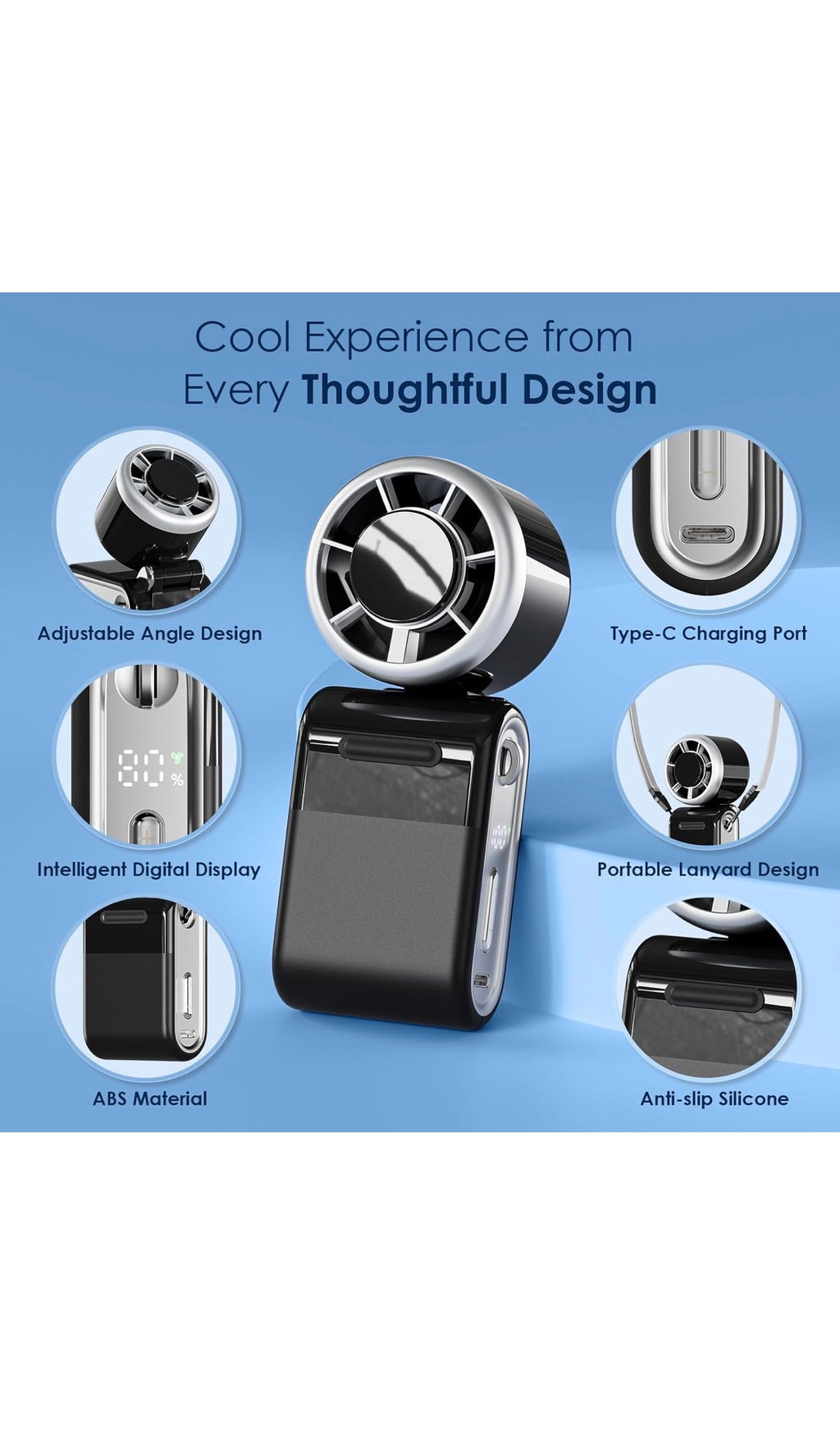 Portable Handheld Turbo Fan High Speed, 100 Speed 12H Cooling, Small Hand Held Fan, Rechargeable Mini Personal Hand Fan, Battery Operated Neck & Desk,Travel Essentials, Holiday Gifts Black