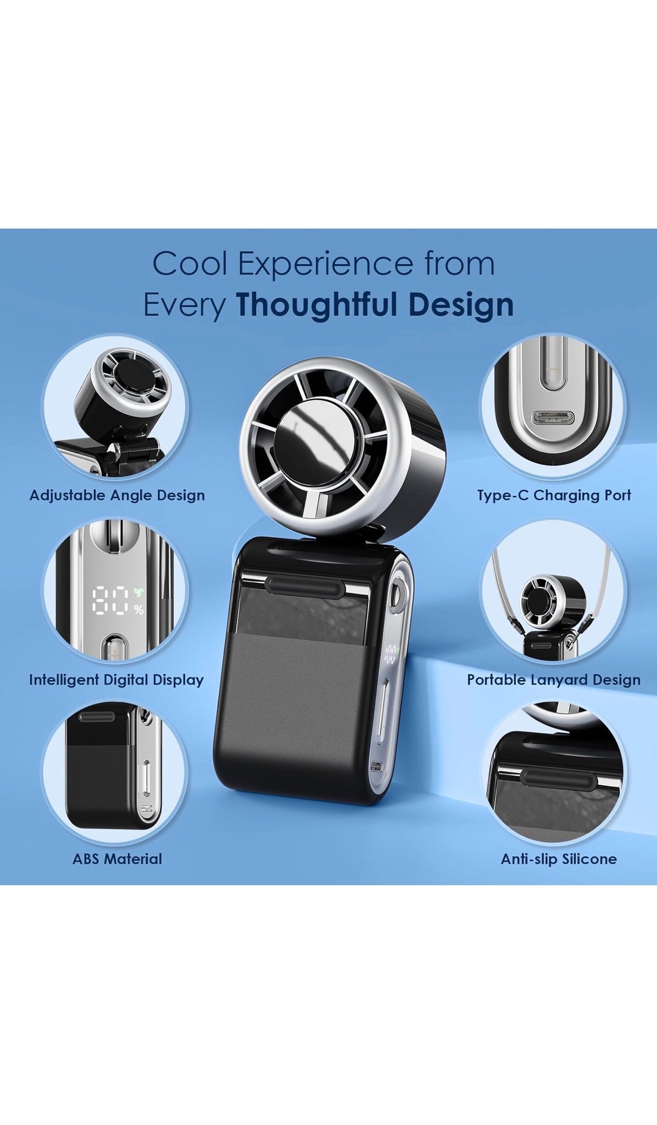Portable Handheld Turbo Fan High Speed, 100 Speed 12H Cooling, Small Hand Held Fan, Rechargeable Mini Personal Hand Fan, Battery Operated Neck & Desk,Travel Essentials, Holiday Gifts Black